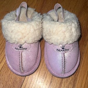 Pink BearPaw toddler slip ons
